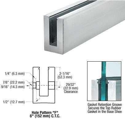 CRL B5S Series Mill 120" Square Base Shoe Fascia Mount for 1/2" Glass