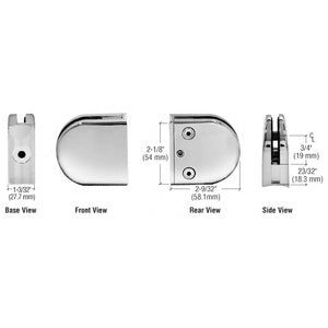 CRL Z-Series Round Type 1-1/2" Radius Base Stainless Steel Clamp for 3/8" Glass