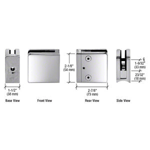 CRL Z-Series Radius Surface Mount Square Type Glass Clamps for 3/4" (19 mm) Glass