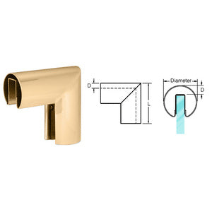 CRL 50.8 mm 90 Degree Vertical Corner for 21.52 mm or 25.52 mm Glass Cap Railing