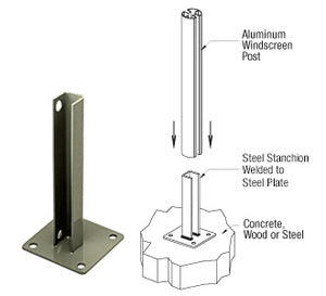 CRL AWS Steel Stanchion for 135 Degree Round Center Posts
