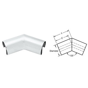 CRL 1.9" Diameter Horizontal Corner for 1/2" or 5/8" Glass Cap Railing
