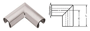 CRL Stainless 1.66" Diameter 135 Degree Horizontal Corner for 1/2" or 5/8" Glass Cap Railing