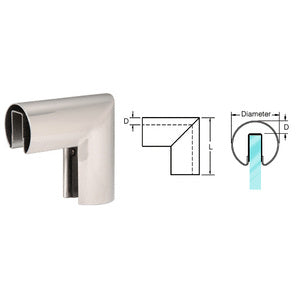 CRL 50.8 mm 90 Degree Vertical Corner for 21.52 mm or 25.52 mm Glass Cap Railing