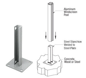 CRL AWS Steel Stanchion for 90 Degree Rectangular Corner Posts