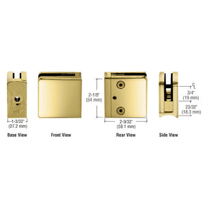 CRL Z-Series Square Type Radius Base Zinc Clamp for 3/8" Glass