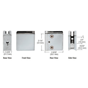 CRL Z-Series Square Type Radius Base Stainless Steel Clamp for 3/8" Glass