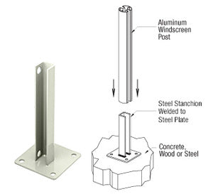 CRL AWS Steel Stanchion for 90 Degree Rectangular Corner Posts