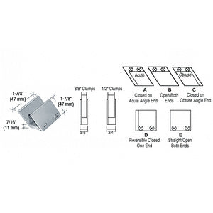 CRL 3/8" 52 Degree Slant Open Center Clamp Type "B" Stair and Walkway Railing