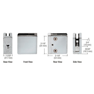 CRL Z-Series Square Type Flat Base Stainless Steel Clamp for 3/8" Glass