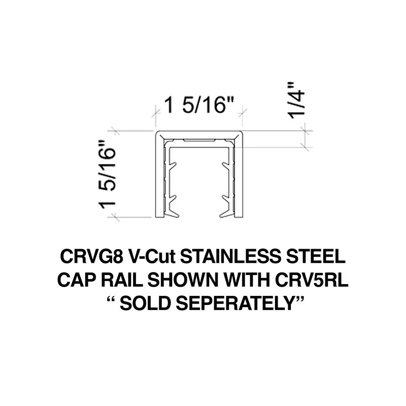 V-Cut 11 Gauge Cap Rail - 1-5/16" x 1-5/16" x 1-5/16"