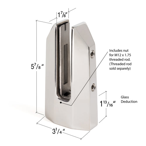 Frameless Fence Clamps Tilt Lock Adjustable Surface Mount For 1/2" - 11/16" Glass