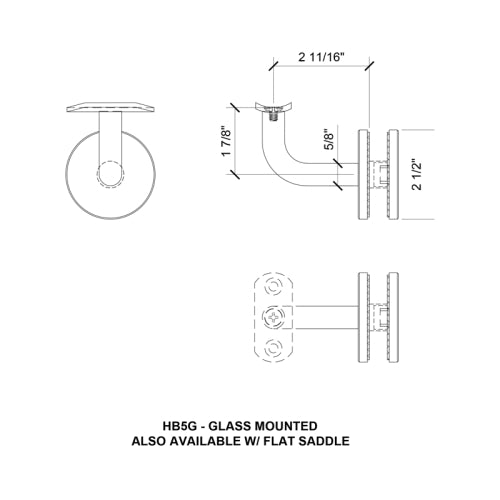 Brea Series Brackets For Glass, Wall Or Post Mounted Handrails