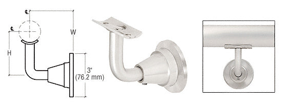 CRL Newport Series Wall Mounted Hand Rail Bracket