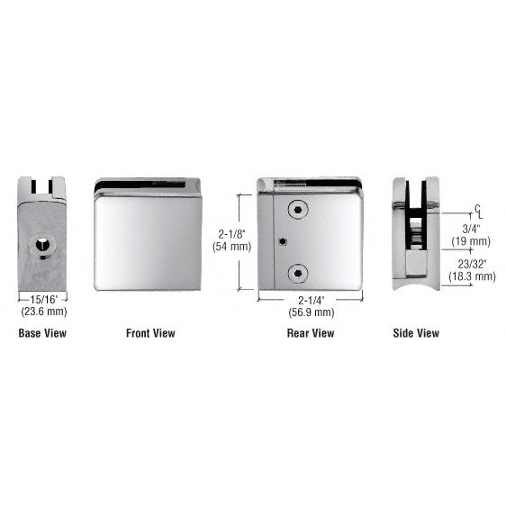 CRL Z-Series Square Type Radius Base Stainless Steel Clamp for 1/4" and 5/16" Glass