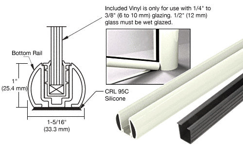 CRL AWS 72" Bottom Rail Kit with Rigid Glazing Vinyl