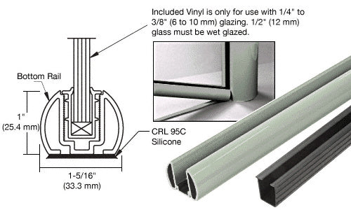 CRL AWS 72" Bottom Rail Kit with Rigid Glazing Vinyl