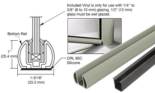 CRL AWS 72" Bottom Rail Kit with Rigid Glazing Vinyl