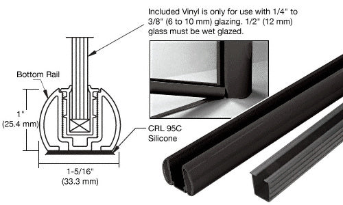 CRL AWS 72" Bottom Rail Kit with Rigid Glazing Vinyl