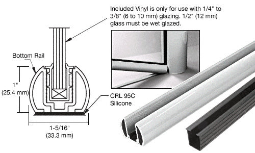 CRL AWS 72" Bottom Rail Kit with Rigid Glazing Vinyl