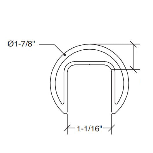 Aluminum Cap Rail 1-7/8" Diameter - 240" Long