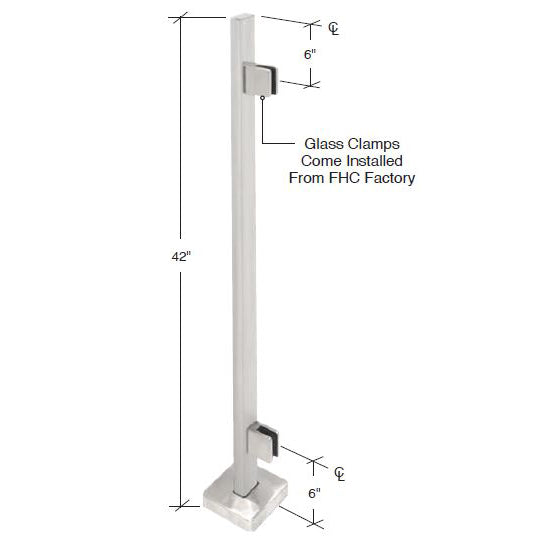 FP' Series 1" x 2" Rectangular 42" Tall Blank/Center/Corner/End Post