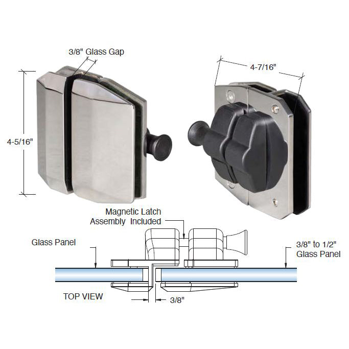 Polaris 180 Degree Gate Latch Glass To Glass With Side Pull Magnetic Latch