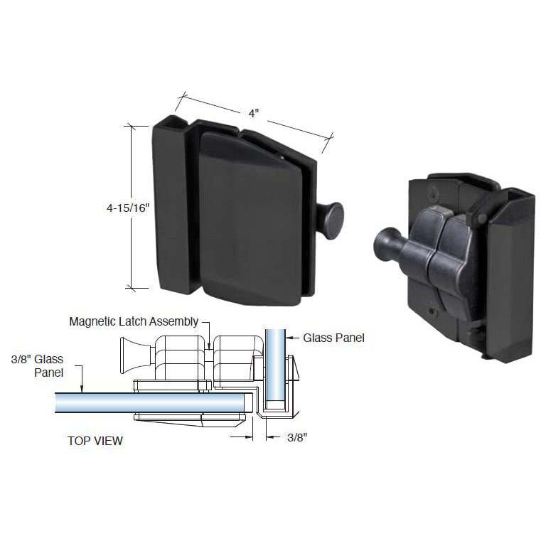 Polaris 90 Degree Gate Latch Glass To Glass With Side Pull Magnetic Latch