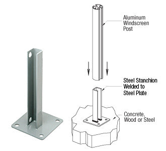 CRL AWS Steel Stanchion for 180 Degree Round or Rectangular Center or End Posts