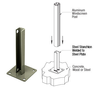 CRL AWS Steel Stanchion for 180 Degree Round or Rectangular Center or End Posts