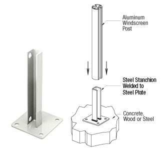 CRL AWS Steel Stanchion for 180 Degree Round or Rectangular Center or End Posts