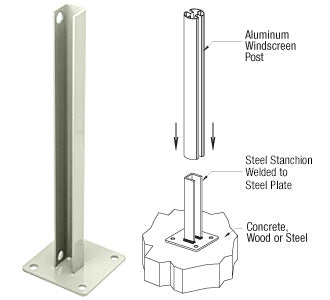 CRL AWS Steel Stanchion for 180 Degree Round or Rectangular Center or End Posts