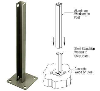 CRL AWS Steel Stanchion for 180 Degree Round or Rectangular Center or End Posts