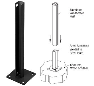 CRL AWS Steel Stanchion for 180 Degree Round or Rectangular Center or End Posts