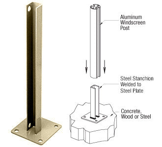 CRL AWS Steel Stanchion for 180 Degree Round or Rectangular Center or End Posts