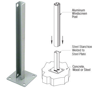 CRL AWS Steel Stanchion for 180 Degree Round or Rectangular Center or End Posts