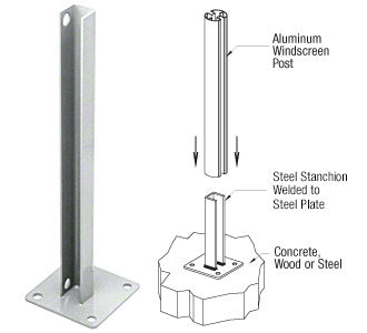 CRL AWS Steel Stanchion for 180 Degree Round or Rectangular Center or End Posts