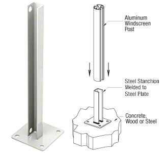 CRL AWS Steel Stanchion for 180 Degree Round or Rectangular Center or End Posts