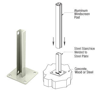 CRL AWS Steel Stanchion for 90 Degree Round Corner Posts