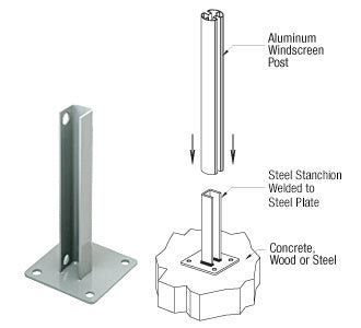 CRL AWS Steel Stanchion for 90 Degree Round Corner Posts