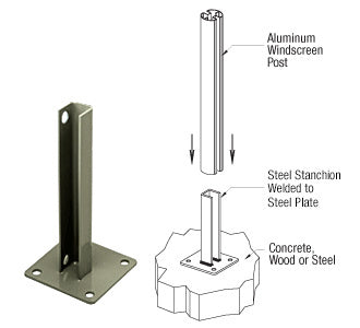 CRL AWS Steel Stanchion for 90 Degree Round Corner Posts