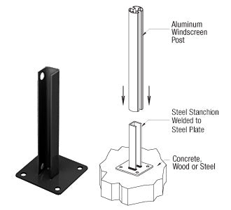 CRL AWS Steel Stanchion for 90 Degree Round Corner Posts