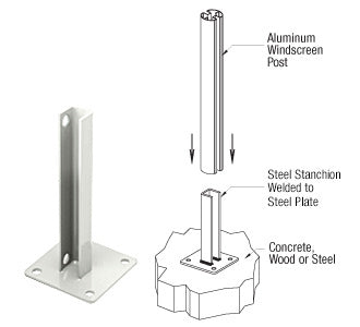 CRL AWS Steel Stanchion for 90 Degree Round Corner Posts