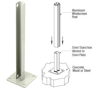 CRL AWS Steel Stanchion for 90 Degree Round Corner Posts