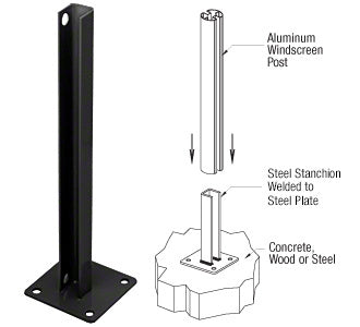 CRL AWS Steel Stanchion for 90 Degree Round Corner Posts