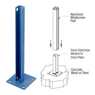 CRL AWS Steel Stanchion for 90 Degree Round Corner Posts