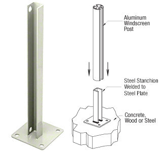 CRL AWS Steel Stanchion for 90 Degree Rectangular Corner Post
