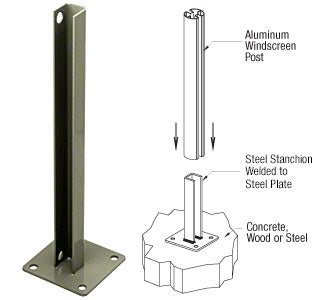 CRL AWS Steel Stanchion for 90 Degree Rectangular Corner Post