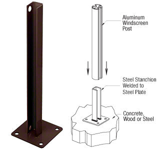 CRL AWS Steel Stanchion for 90 Degree Rectangular Corner Post