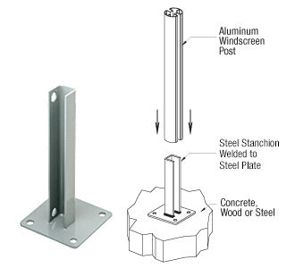 CRL AWS Steel Stanchion for 135 Degree Rectangular Center Posts